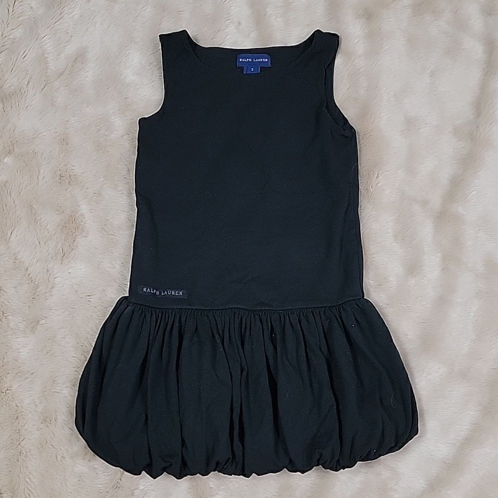 RALPH LAUREN BLACK SLEEVELESS BUBBLE SKIRT DRESS, SIZE 5